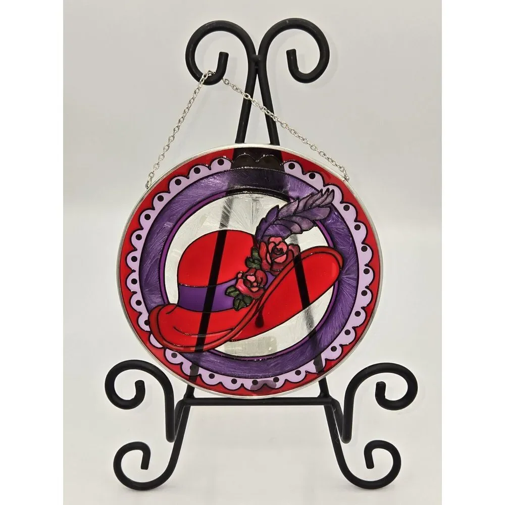 Spoontiques‎ Vintage Style Red Hat Hand Painted Glass Suncatcher D' Lite